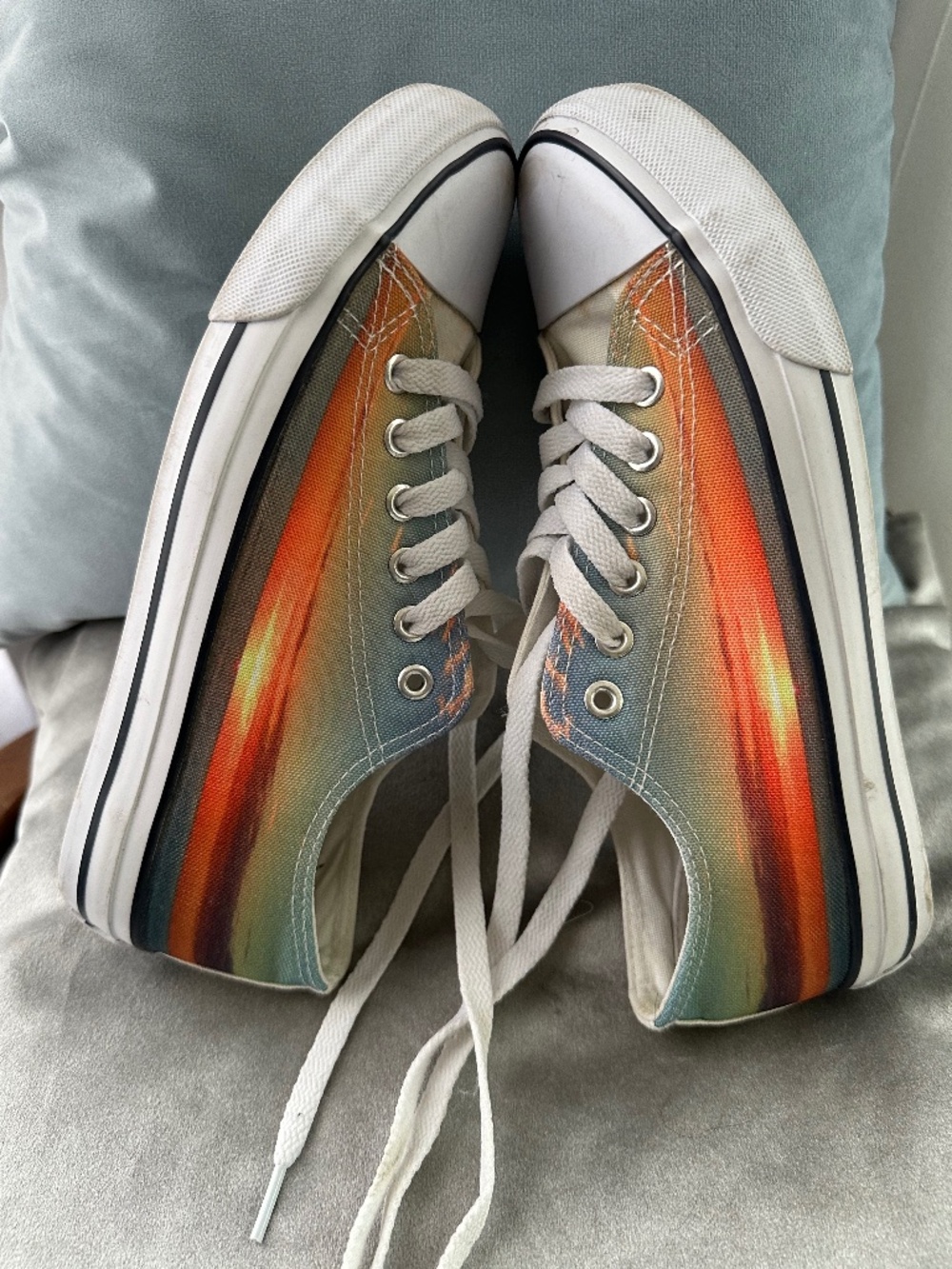 Landmarks Canvas sneakers, Sunset graphic/white size 38, 7.5